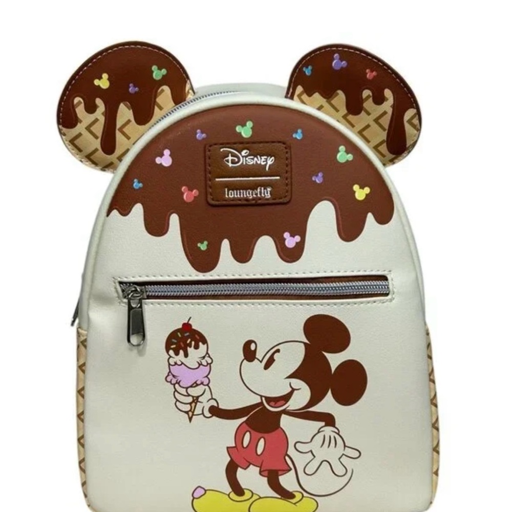 Loungefly Disney Mickey Mouse Ice Cream Backpack - Cream and Brown